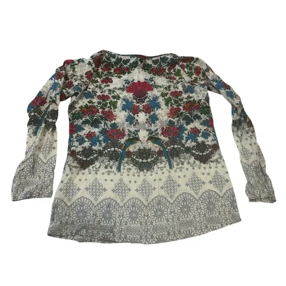 Johnny Was pullover top women’s size XS tropical birds summery vacation casual - Picture 7 of 16